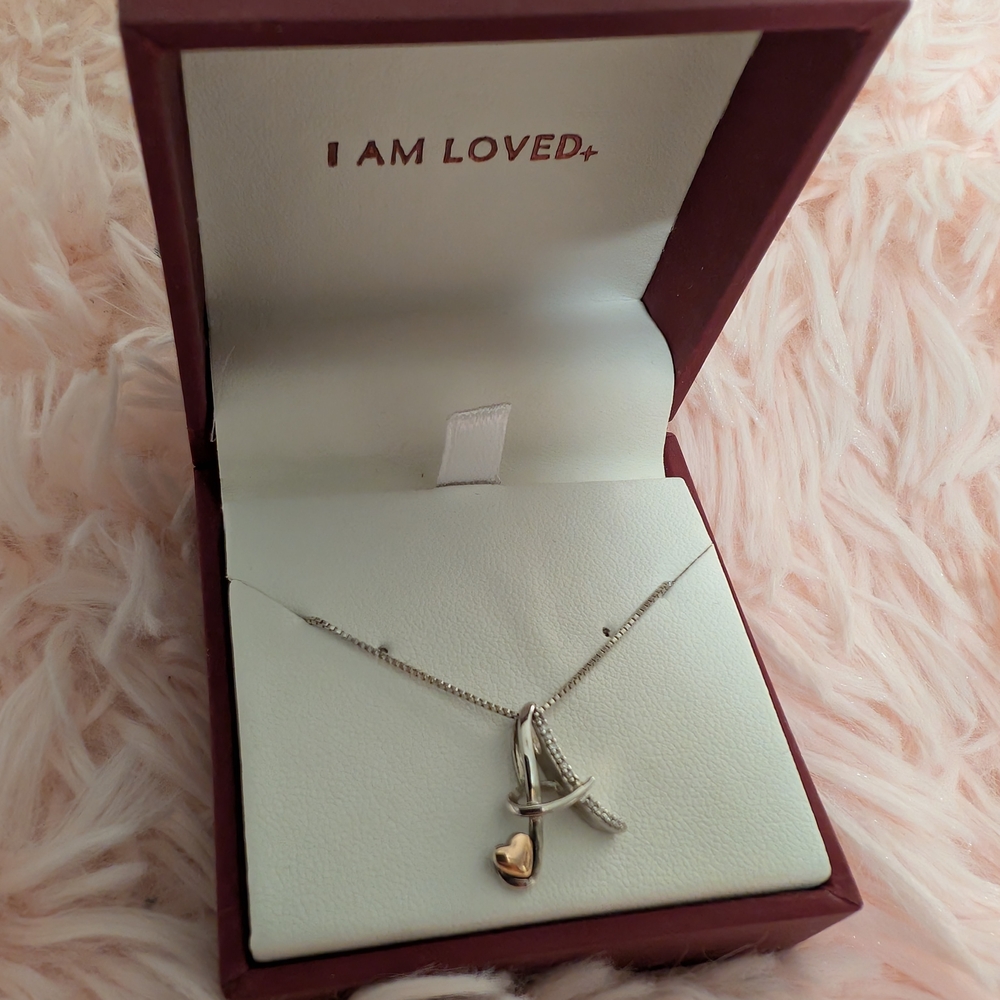 Silver and Gold Heart Pendant Necklace
